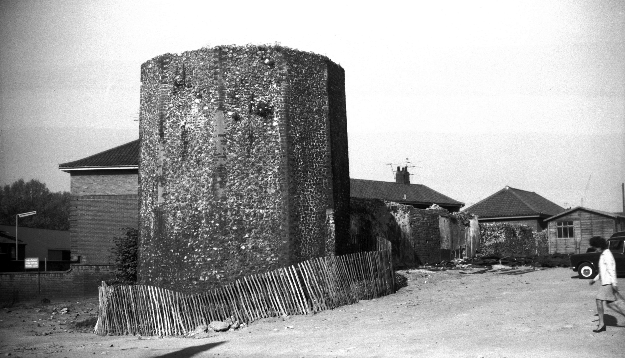 Norwich City Wall and Tower at Bull Close and Silver Road Walking
